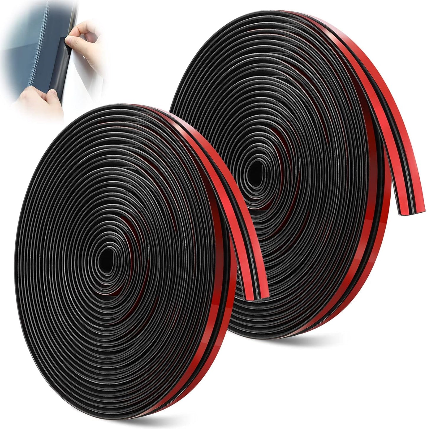 Frienda 56 Feet Car Windshield Rubber Seal Sunroof Cover Windshield Seal Strip T Shape Automotive Weather Stripping 14mm 19mm Cuttable Adhesive for Car Front Rear, Doors Windows
