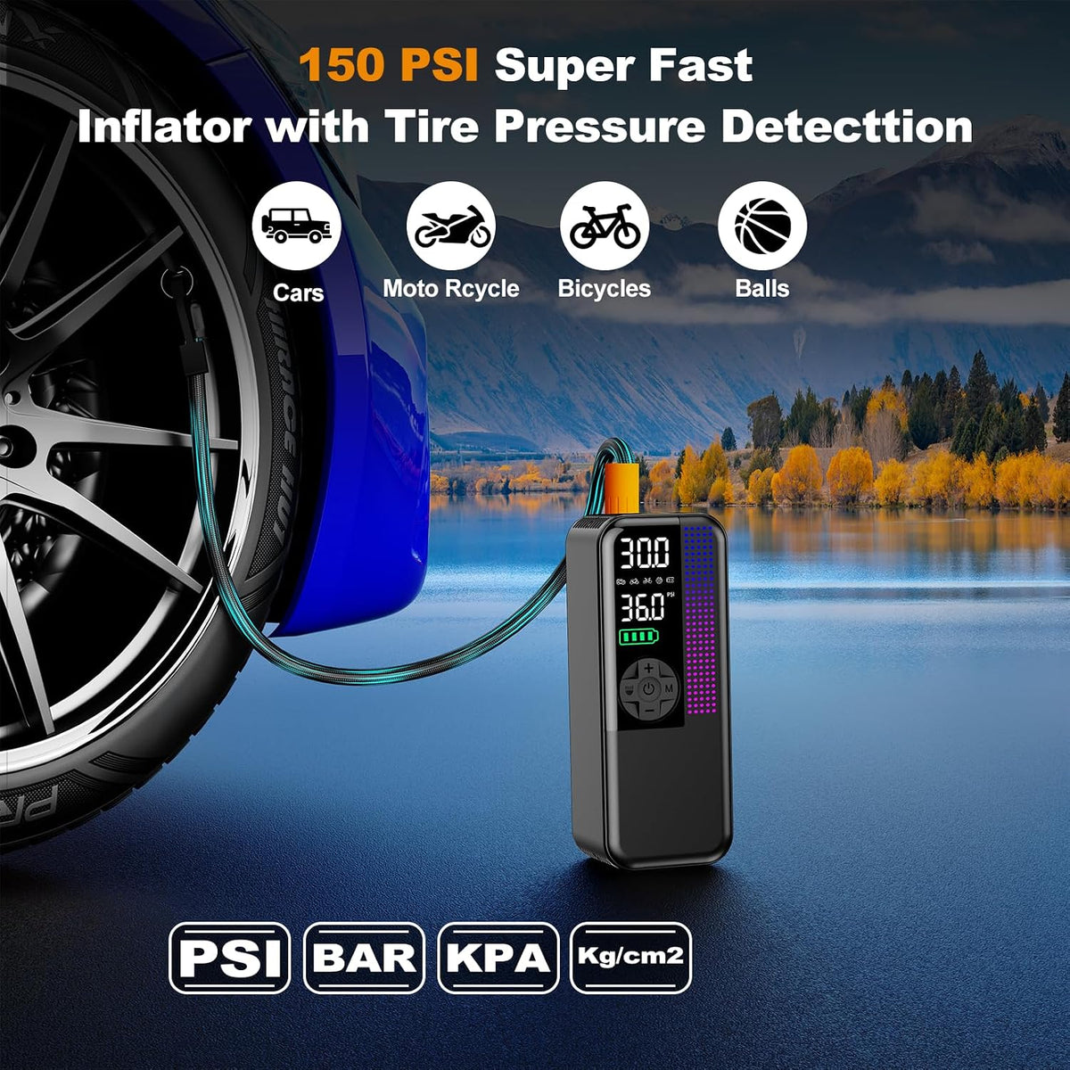 WEOLULI Car Battery Jump Starter with Air Compressor 2000A 150PSI