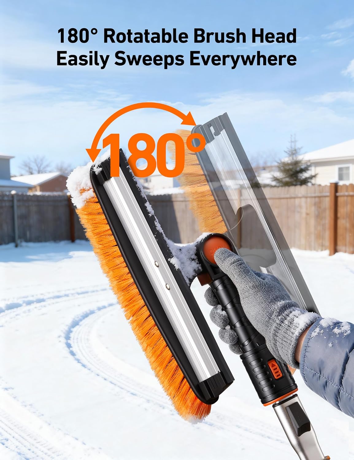 AstroAI 46" Extendable 3-in-1 Snow Brush & Ice Scrapers for Car Windshield