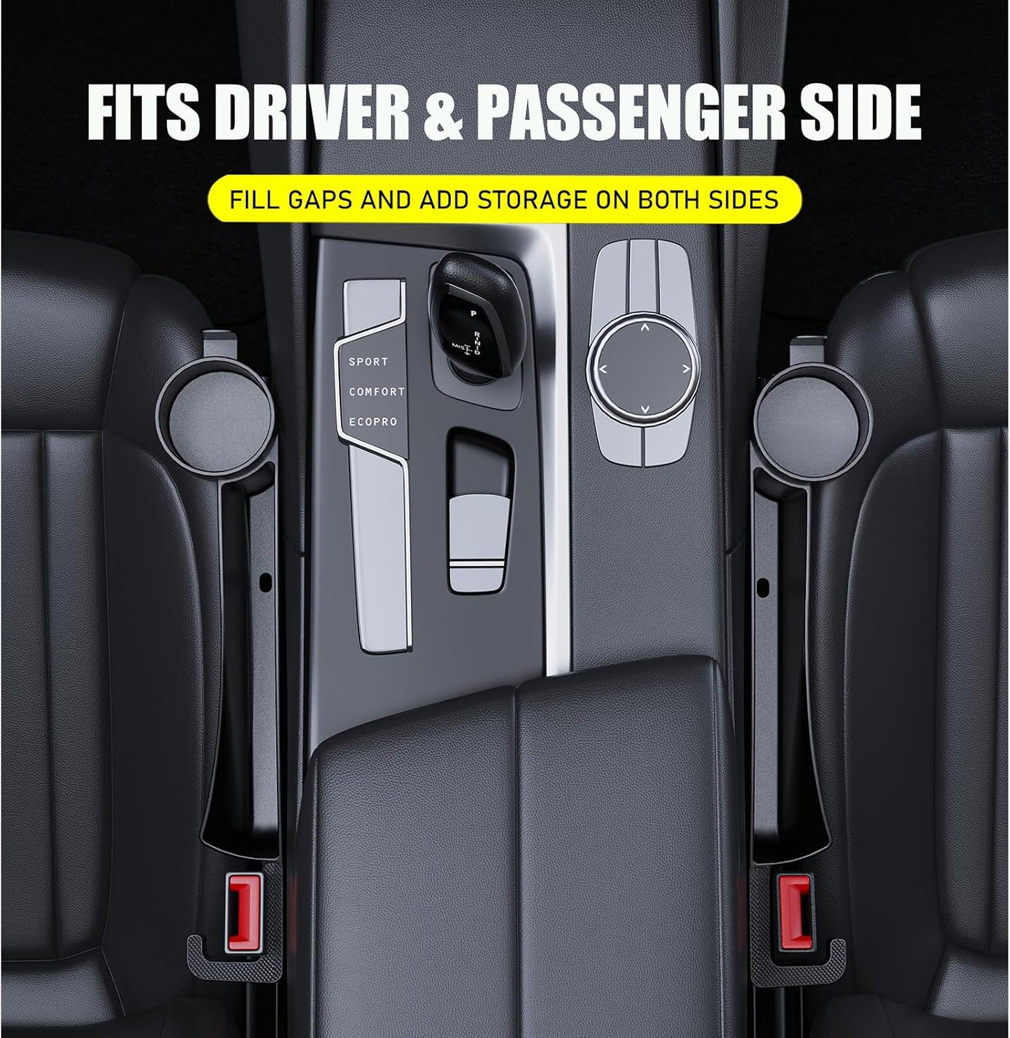 Car Seat Seat Filler 2-Piece Set to Fill the Void Between Seat Seat Blocker to Prevent Items from Drop, 4-in-1 Multifunctional Water Cup Holder Hook Large Capacity Storage Universal SUV Sedan Truck