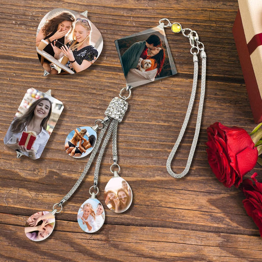 Personalized Photo Crystal Pendant for Car Home Hanging Ornaments Custom Picture Crystal Car Rearview Mirror Hanging Accessories Decor - Dimond