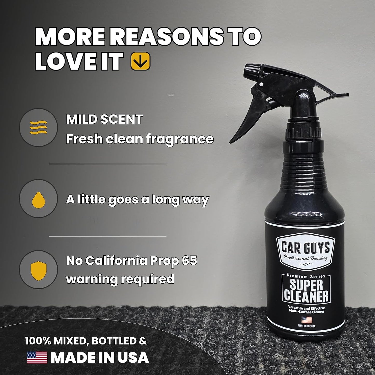 CAR GUYS Interior Car Cleaner for Tough Stains | Stain Remover for Car Seats, Carpet, Upholstery, & Leather | 18 Oz Kit with Microfiber Towel