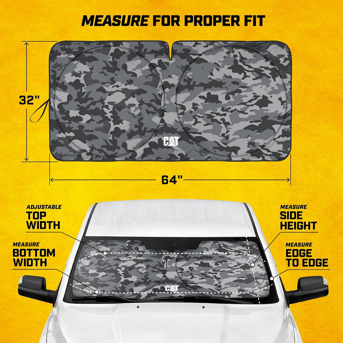 Windshield Sun Shade for Dodge Ram 1500 2010-2018, Foldable Front Window Sunshade, UV Heat Blocker, Interior Protection Sun Shield, Keeps Truck Cab Cool, Heavy-Duty Truck Accessory - Gray Camo