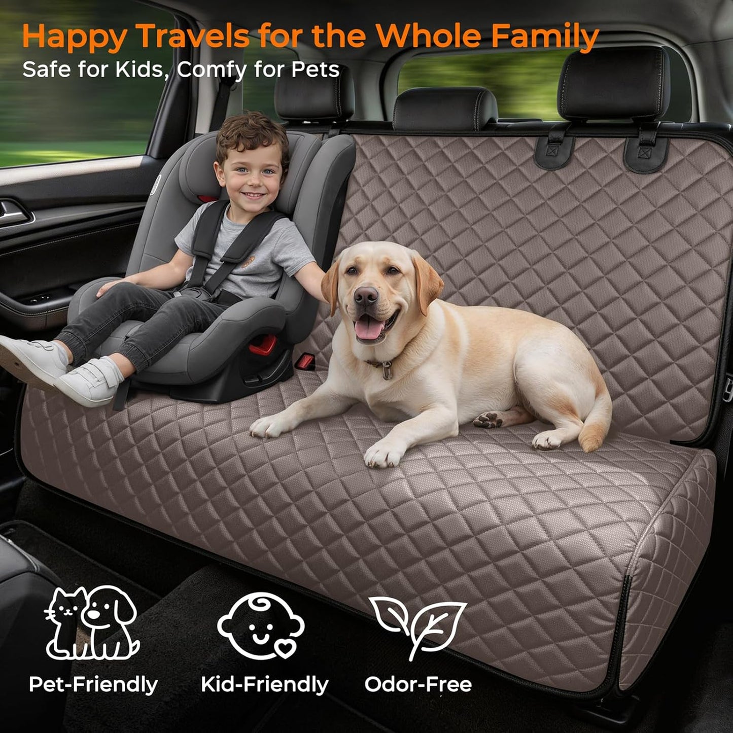 URPOWER Dog Car Seat Cover for Back Seat - Waterproof Car Seat Protector for Child Carseat & Pets, Nonslip Car Seat Covers for Mid-Size Cars & Mid-Size SUVs
