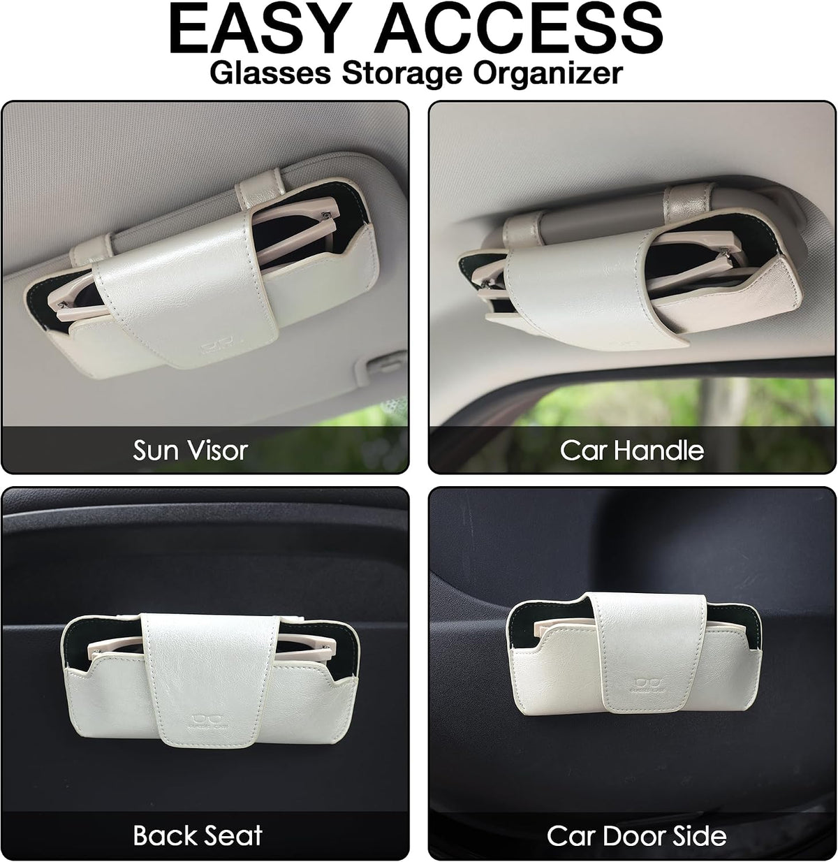 Sunglass Holder for Car Visor, Car Sunglasses Holder Leather, Eyeglasses Holder Glasses Storage Case Visor Accessories