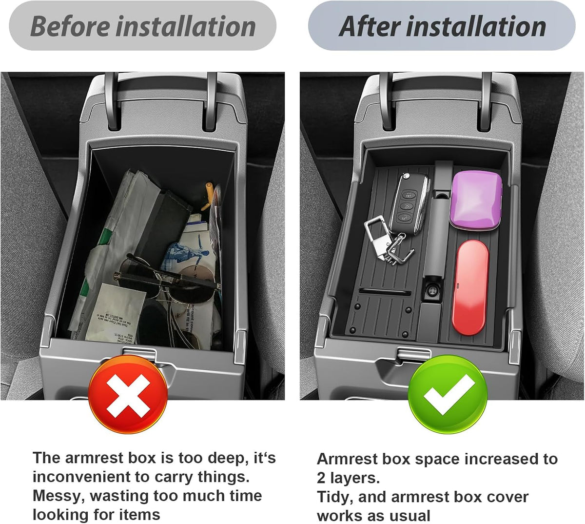 SKTU for 2026 Kia K4 Hatchback Center Console Organizer for 2026+ Kia K4 Hatchback (LX/LXS/EX/GT-Line/GT-Line Turbo) Console Tray Kia K4 Hatchback 2026 Accessories ABS Armrest Storage Box