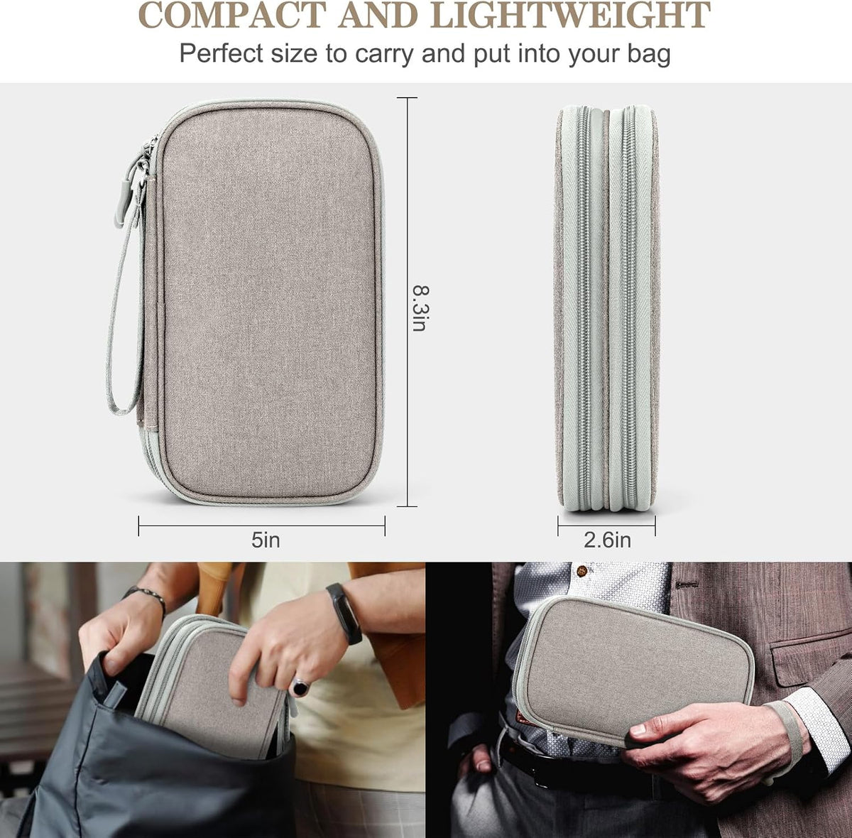 FYY Electronic Organizer, Travel Tech Pouch Bag, Medium, Khaki