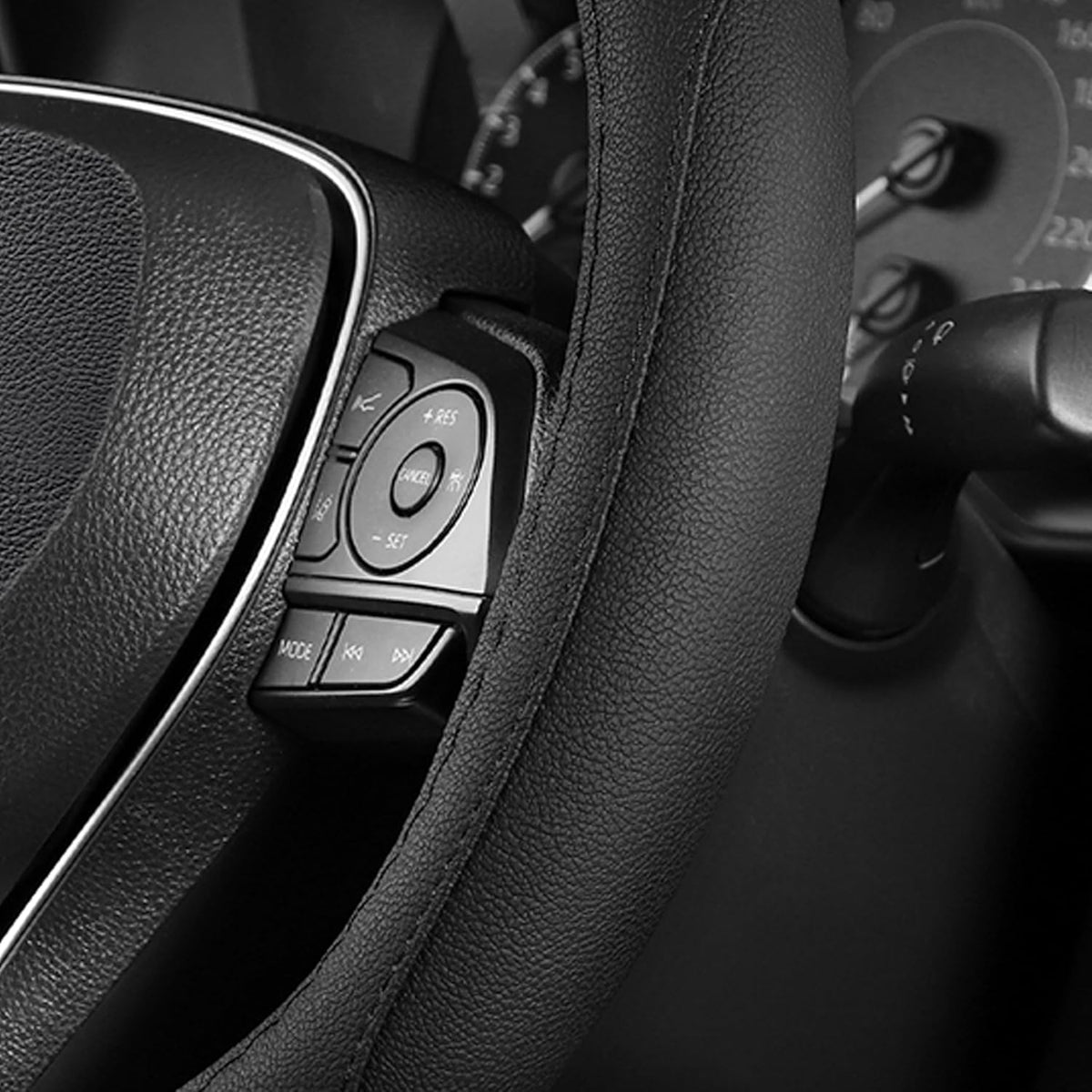 SEG Direct Black Microfiber Leather Auto Car Steering Wheel Cover 15 inch