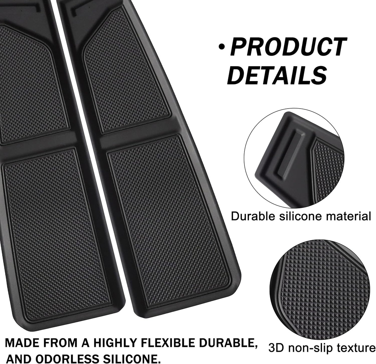 Silicone Dash Dashboard Cover Mat for Ford Bronco Accessories 2021 2022 2023 2024 2025 2026 Anti Dust Dash Pad Tray Insert Liners Compartments Mat for Bronco 2/4-Door 2Pcs Set (Black Trim)