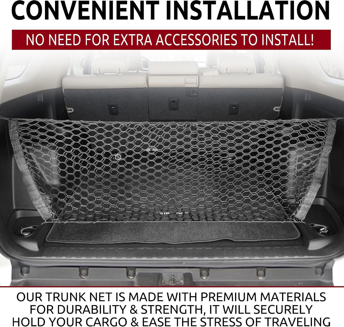 Envelope Style Trunk Cargo Net for Toyota 4Runner 2 Row Model Only 2010 - 2025 - Premium Trunk Organizer and Storage - Luggage Net for SUV - Best Car Organizer for Toyota 4 Runner