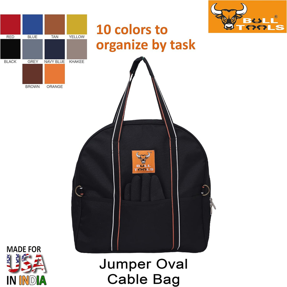 Jumper Cable Bag, 6 Pocket Organizer 15x15x4 In, EV Charging Cords