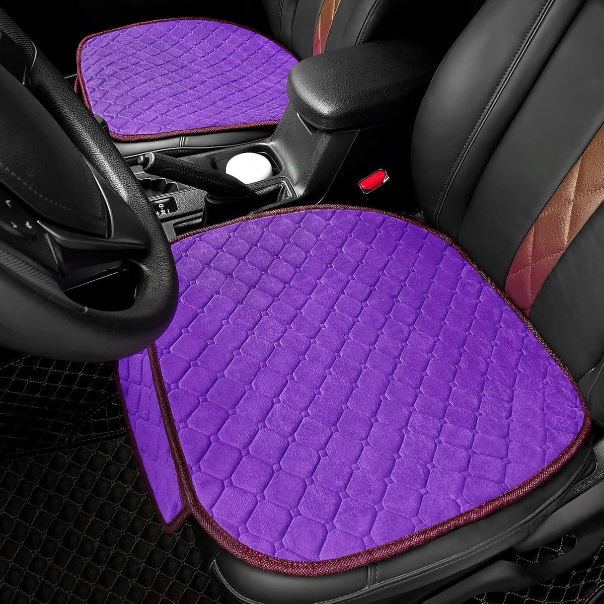 surpassme Comfortable Car Seat Covers Universal Front Seat Coves for Car Accessories with Storage Pockets, Padded Car Interior Covers for Automotive, SUV, Truck, and Van