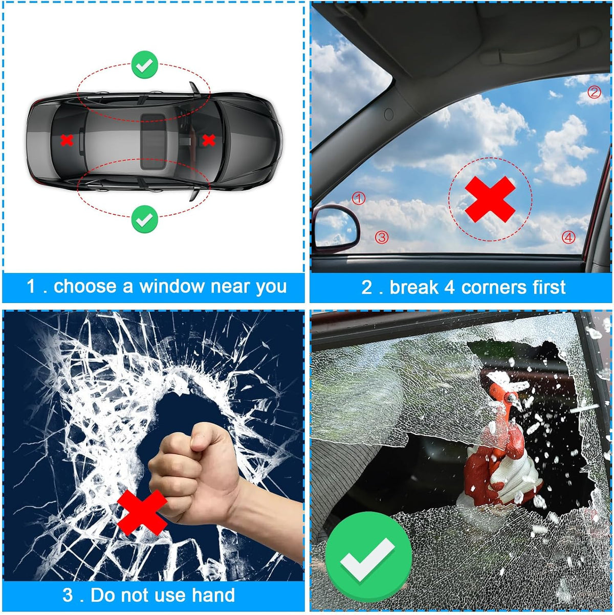 Window Breaker Seatbelt Cutter, 2 Pack Car Window Breaker, Emergency Seat Belt Cutter and Window Hammer Tool, Car Escape Tool with 2 Whistles, Car Safety Hammer Seatbelt Cutter