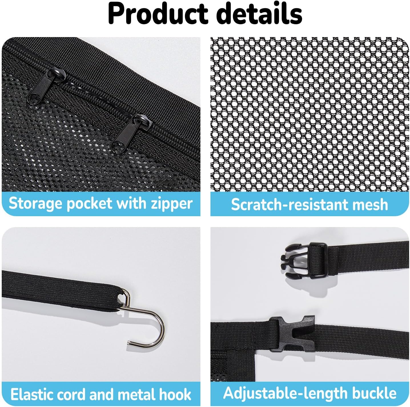 Dog Car Barrier,Pet Barrier with Larger Zipper Organizer Storage,Car Divider Net for Dogs,Dog Barrier for Car/SUV/Truck