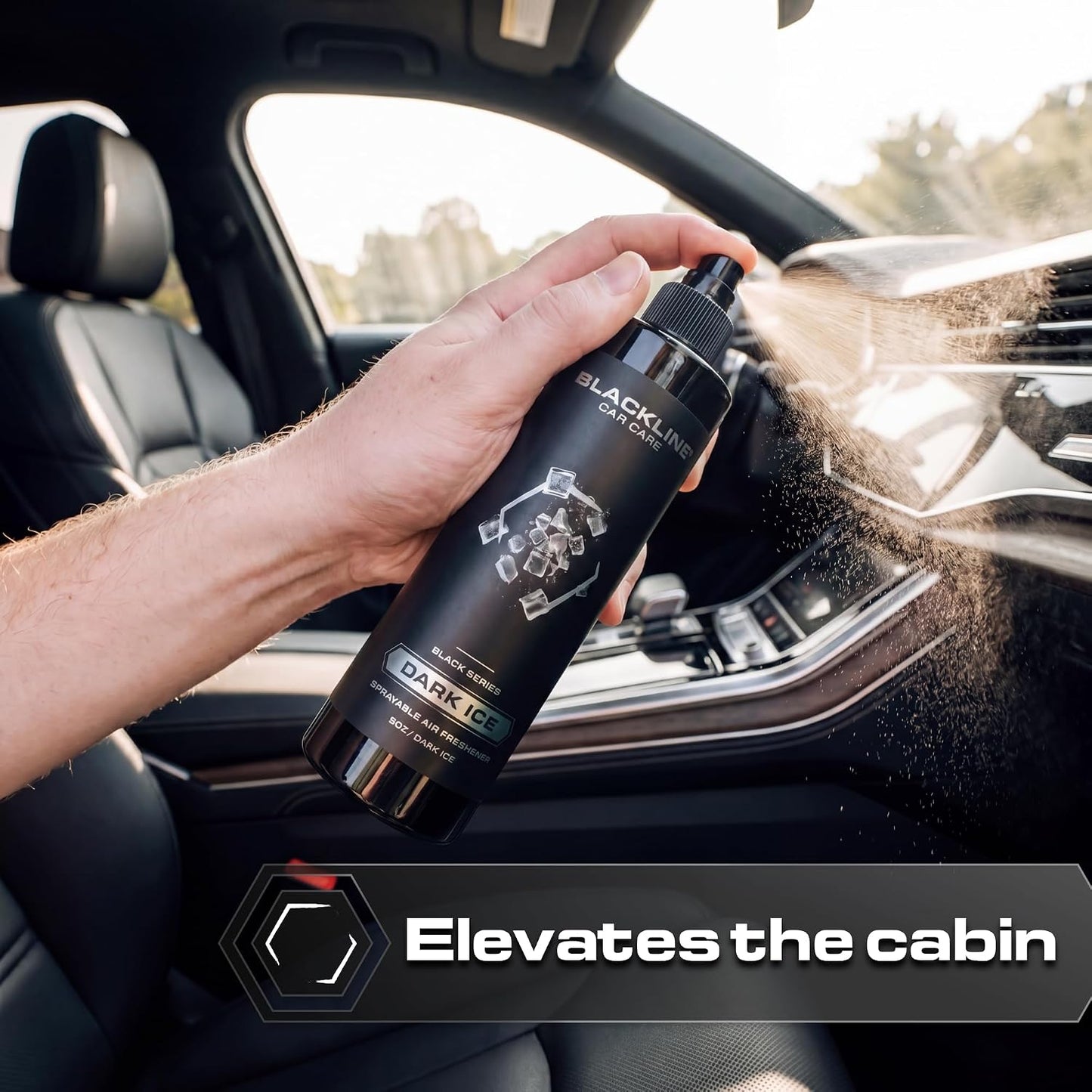 Blackline Car Care - Dark Ice Car Air Freshener Spray, Premium Odor Eliminator for Cars, Trucks, RVs, SUV, or Home Use - 8 fl OZ - Air Freshener - Dark Ice Spray