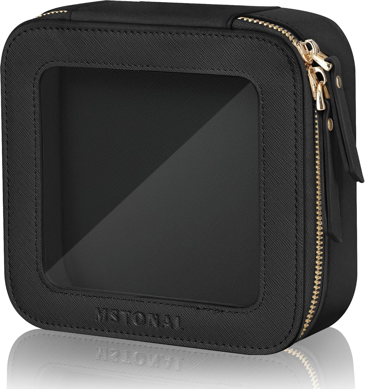 Small Clear Makeup Bag for Purse, Travel Cosmetic Case, Black, Mini