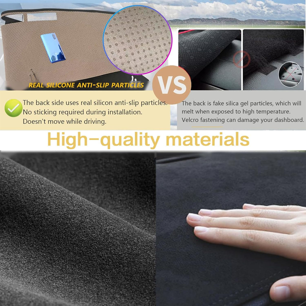 Dashboard Cover Suitable for Toyota RAV4 2019 2020 2021 2022 2023 2024 2025 Car Dashboard Cover Sun Visor Mat Non-Slip Polyester Dashboard Accessories (Black)