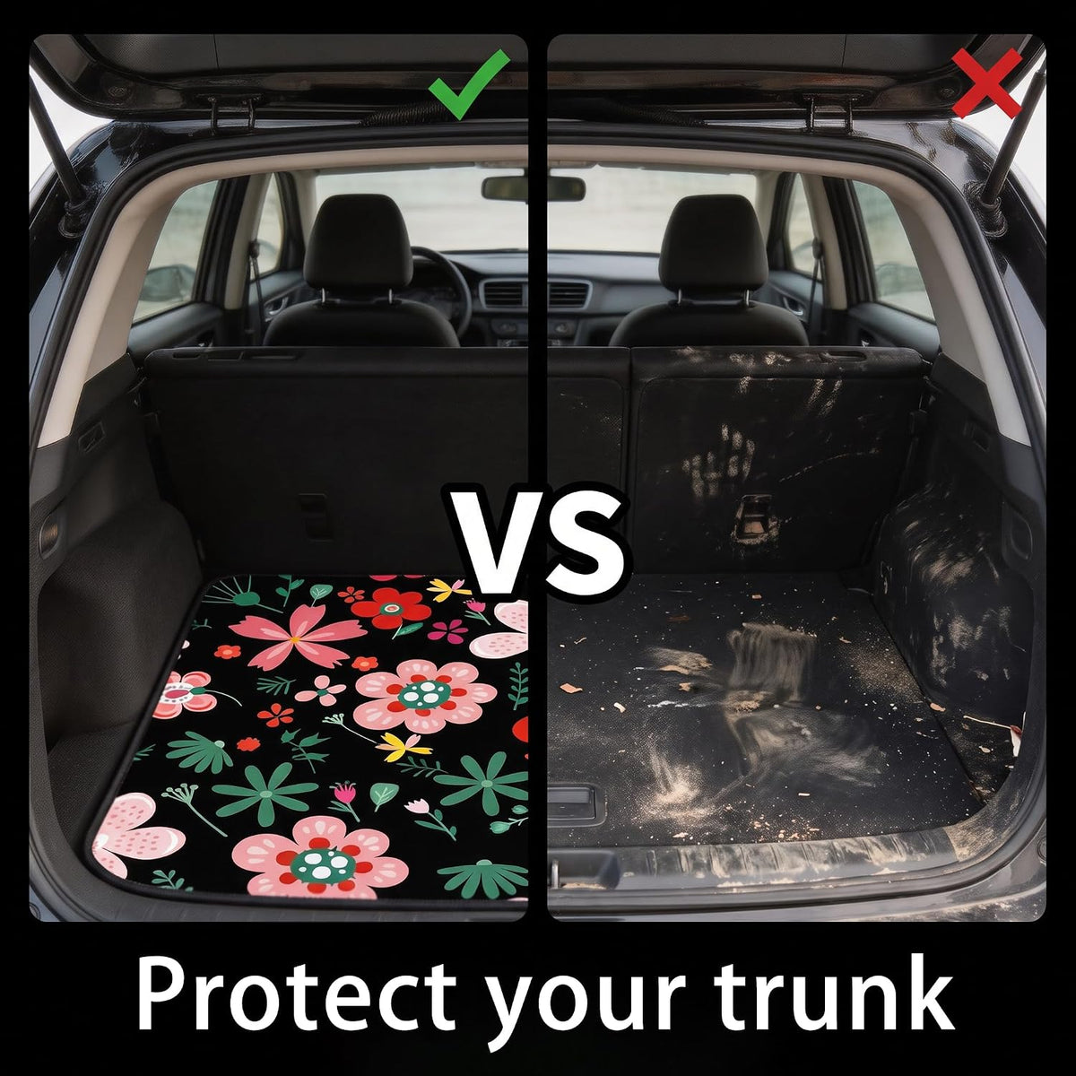 Universal Car Trunk Mat 29" x 39",Multicolor Floral,Butterfly Etc,Anti-Slip Easy to Clean, Trunk Protective Mat, Sporty Vehicle Interior Accessories Suitable for Most Car Models.