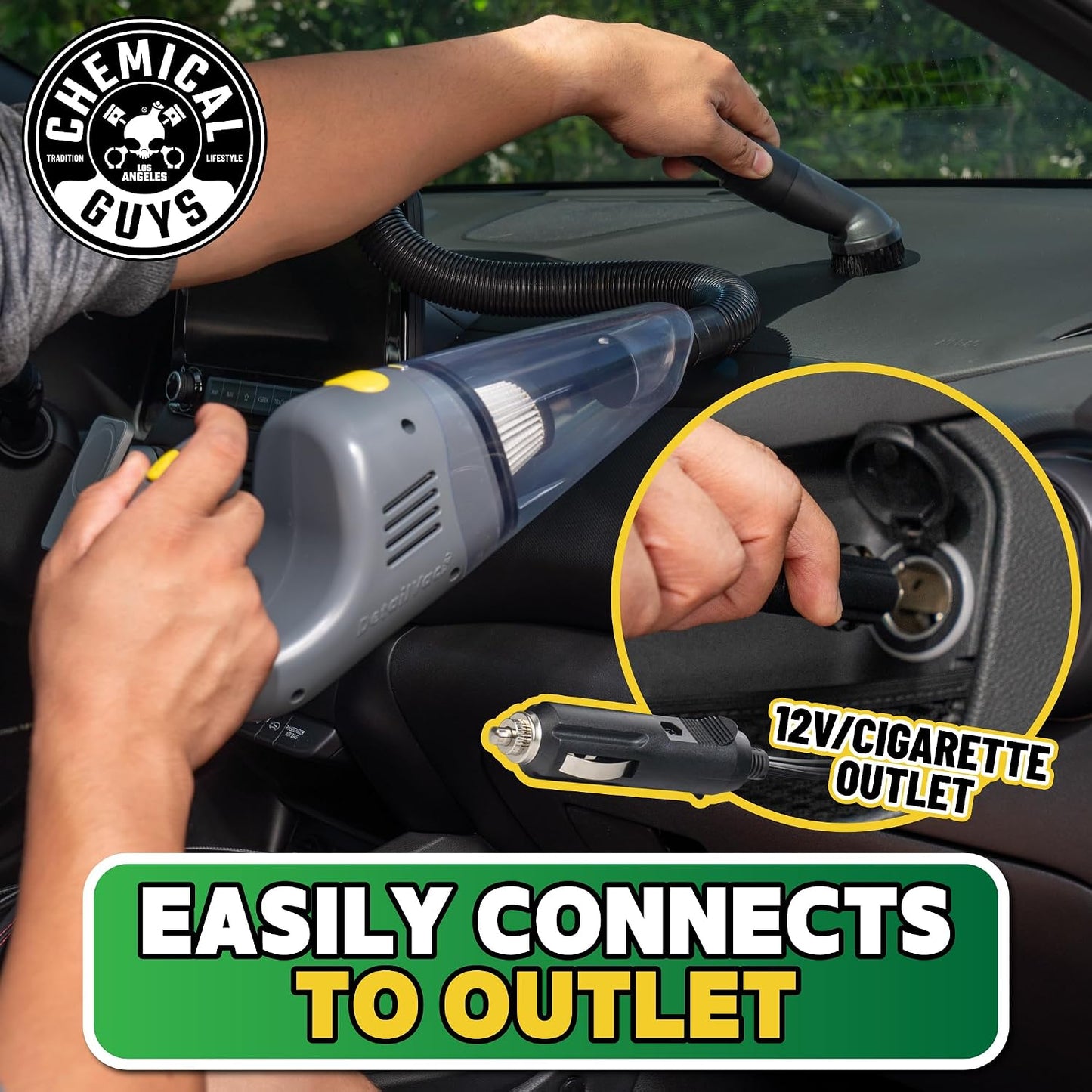 Chemical Guys EQP410315 DetailVac Handheld Portable Car Vacuum with Carpet & Upholstery Fabric Cleaning Kit (Great for Cars, Trucks, SUVs, RVs & More), 4 Item Kit