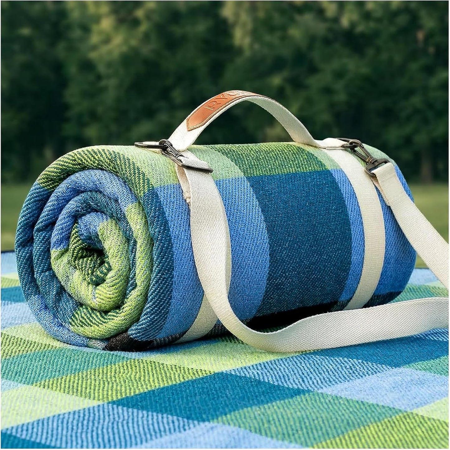 RYCHIC Waterproof Picnic Blanket Beach Outdoor Camping Mat Rug Extra Large Foldable Cute Big Travel Essential Accessories Gift Park Patio Lawn Garden Grass Ground Play Music Festival Concert Must Have