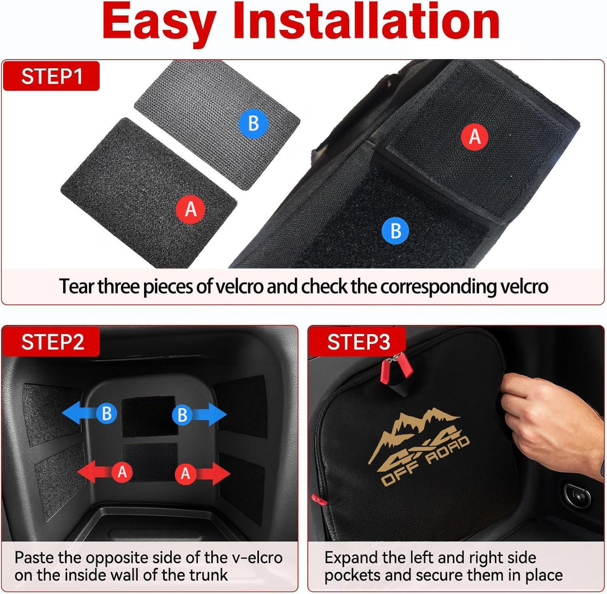 Trunk cubby storage bag Cargo side pocket compatible with Toyota RAV4 2019-2025 backpack organizer car trunk accessories (4x4Champagne Gold)