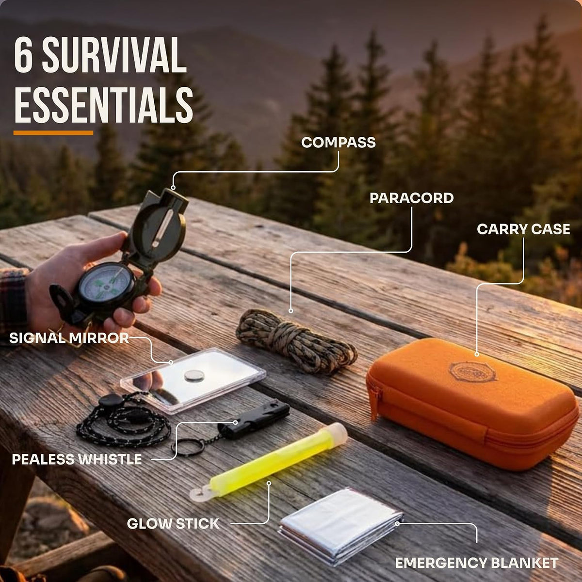 Tactiko Survival 6-in-1 Signal Kit - Compact Emergency Outdoor Essentials