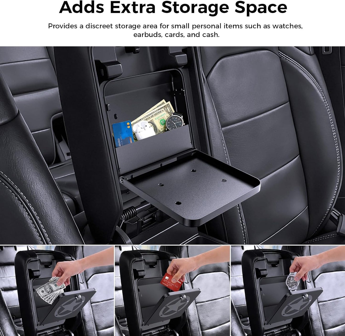 DIAMOOKY Metal Center Console Hidden Organizer for Jeep Wrangler JL JLU 4xe 2018-2026 & Gladiator JT 2020-2023 2024 2025 2026 Accessories Armrest Hidden Center Console Storage Box W/Keys, Star