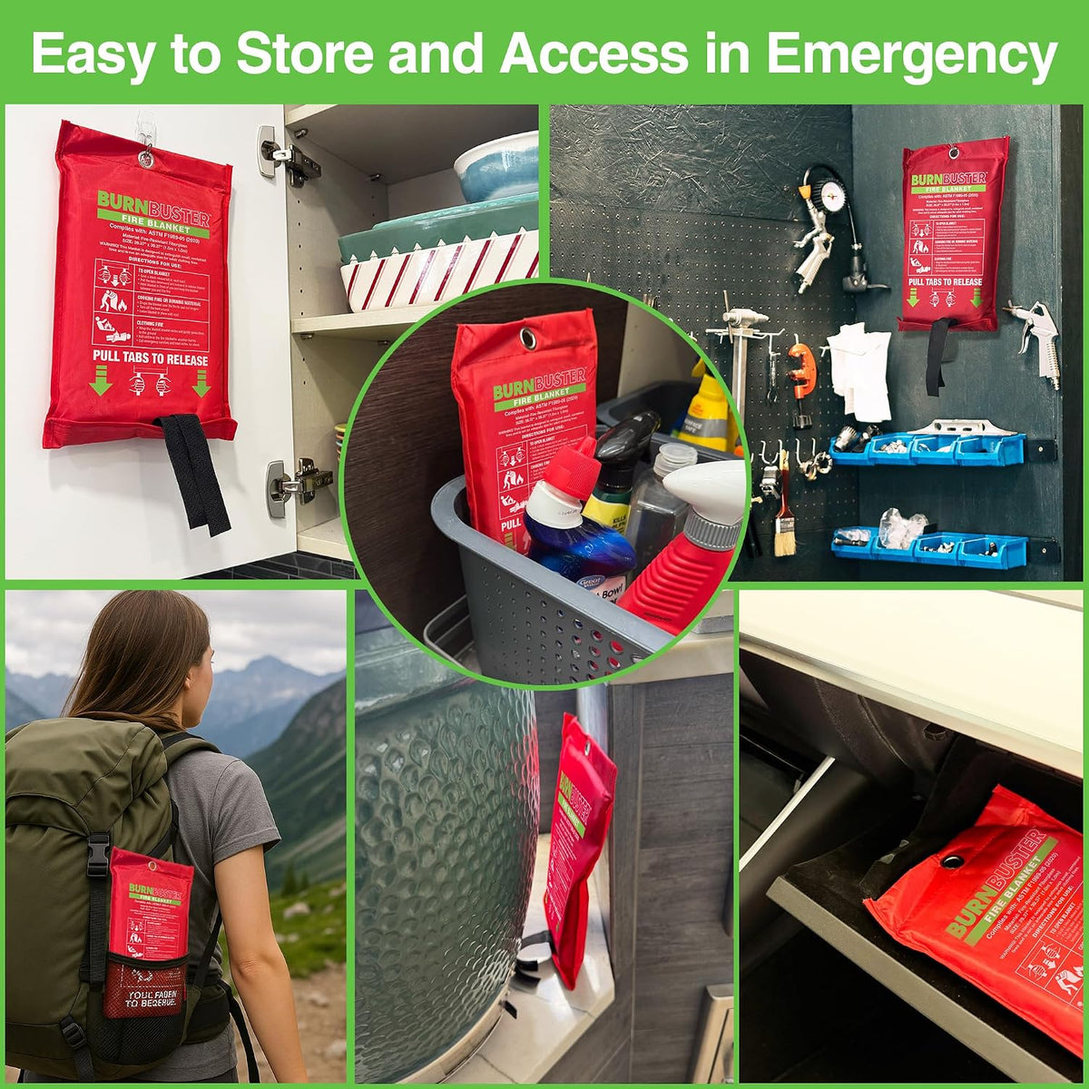 Lithium-Ion Fire Suppression Gel and Emergency Fire Blanket for Home, Kitchen, Grill, Camping, Car & More - Emergency Fire Kit Bundle