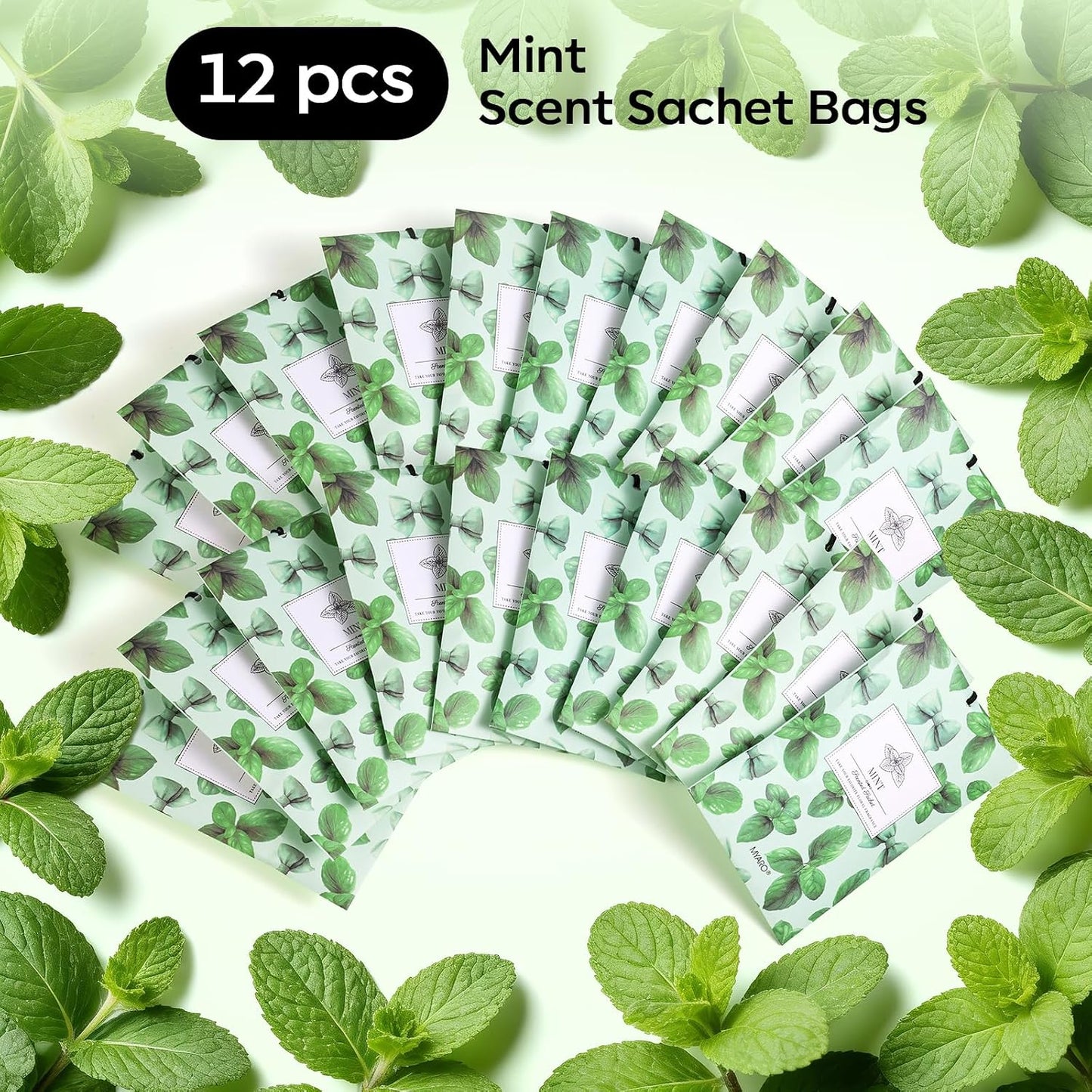 MYARO 20 Pack Peppermint Scented Sachets for Drawer Closet & Car - Mint Air Freshener Bags for Small Space, Storage Bag, Trash Cans Home Fragrance