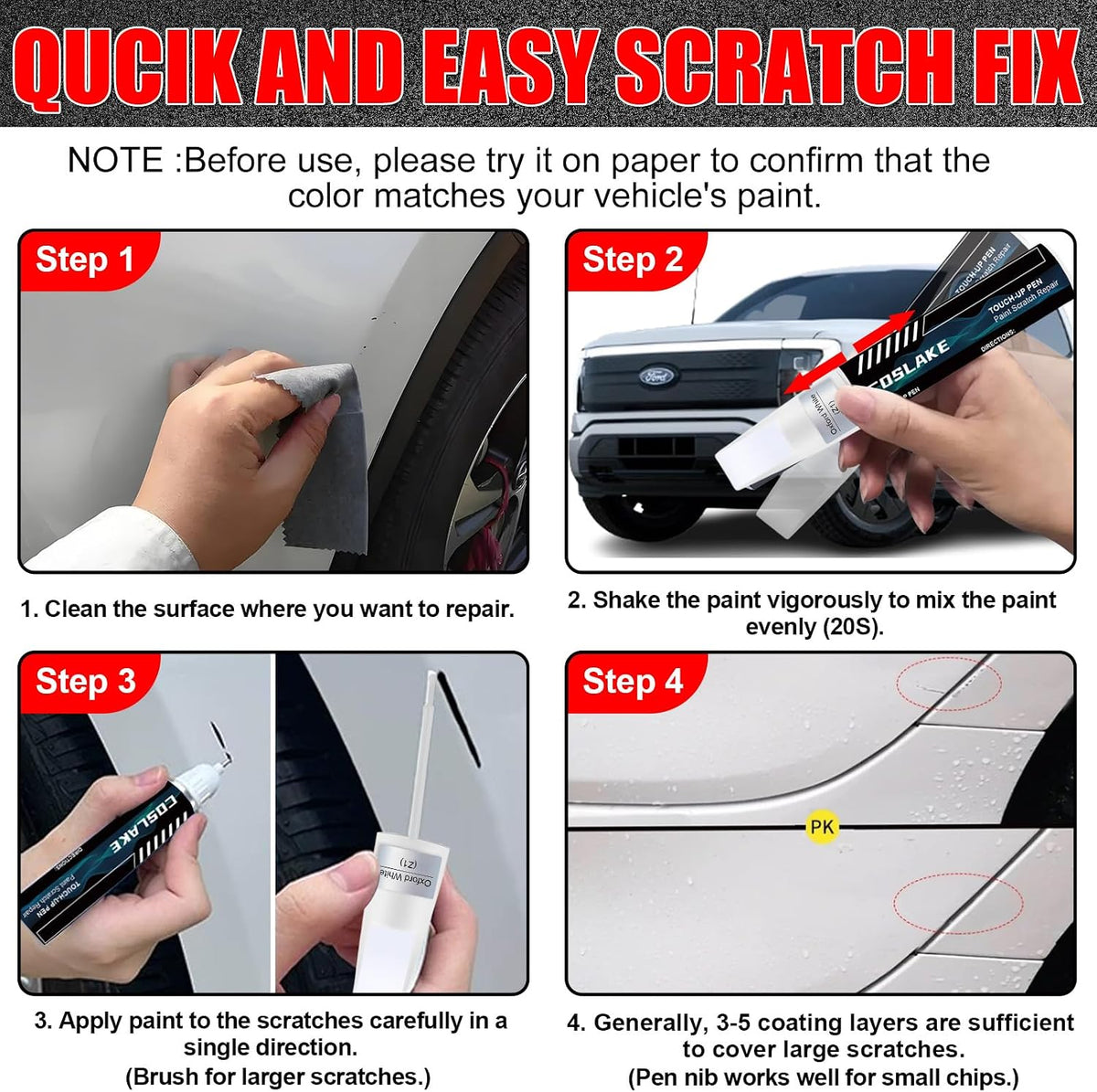 Car Touch Up Paint(Space White Metallic(A3)) for Ford