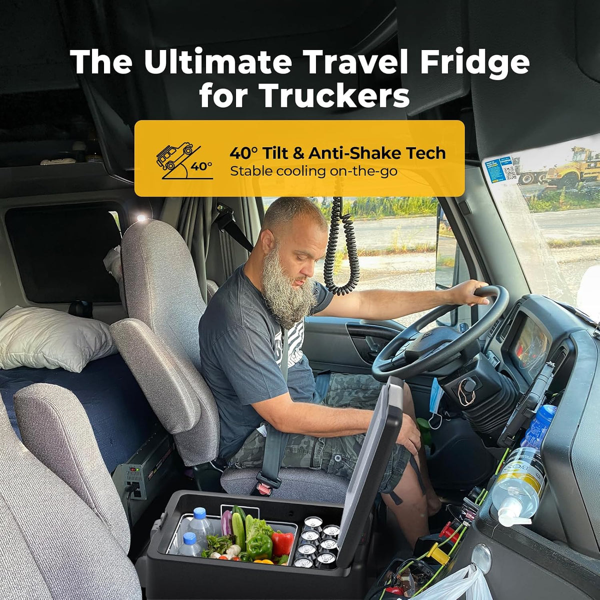 BougeRV 12V Refrigerator Fridge Freezer Portable Car Fridge 42 Quart Electric Cooler 12V/24V DC 110~240V AC for RV Camper Truck Pickup SUV Van Boat Camping Tailgating Road Trip Outdoor Travel