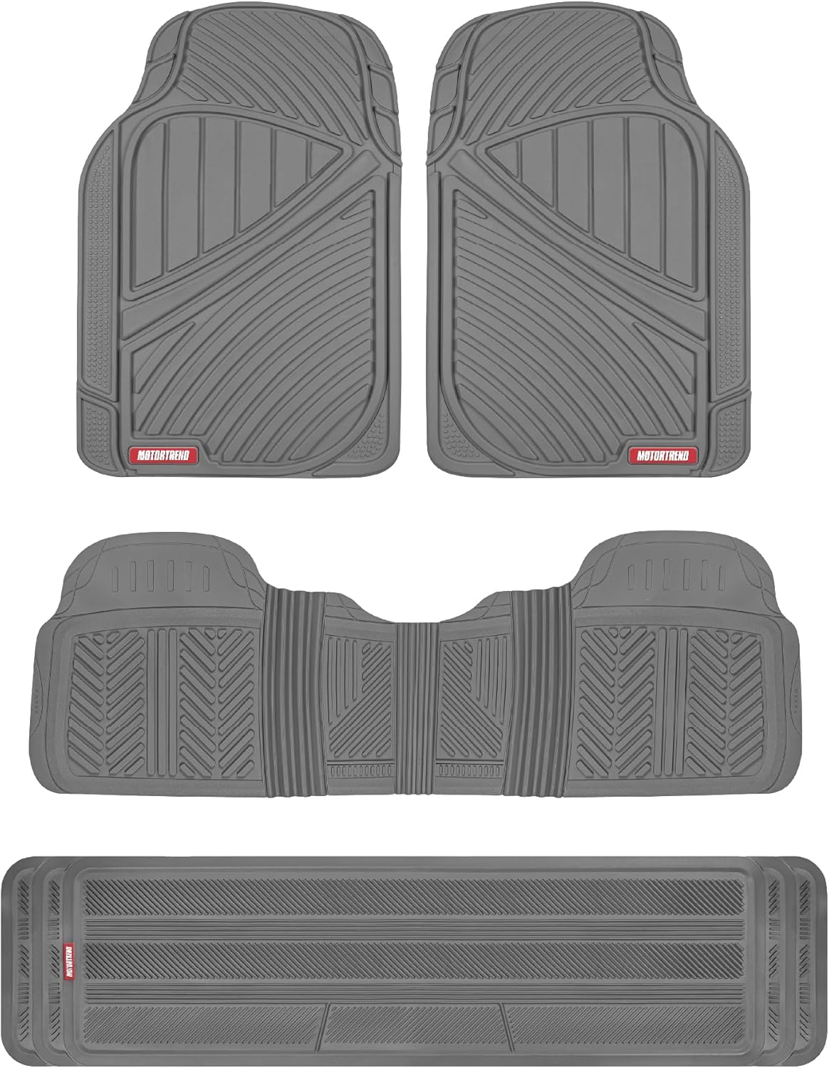 Motor Trend 3-Row Rubber Floor Mats & Liners for Car SUV Van 7 Seater, 6 Seater, 8 Seater 3rd Row Car Floor Mats Heavy Duty All Weather Full Interior Protection, FlexTough Avanced Performance