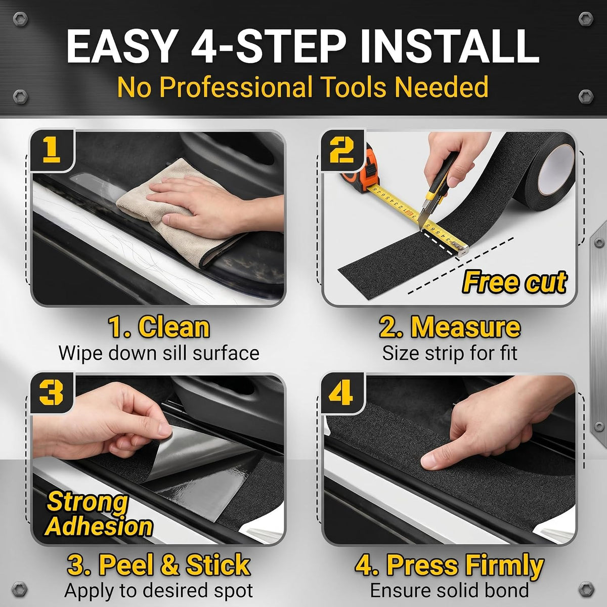 1 PC Car Door Sill Protector, 5 M Self-adhesive PEVA Anti-slip Entry Guard, Scratch-proof Door Threshold Sticker Film, Universal for Most Cars, Trucks, SUVs (Black)