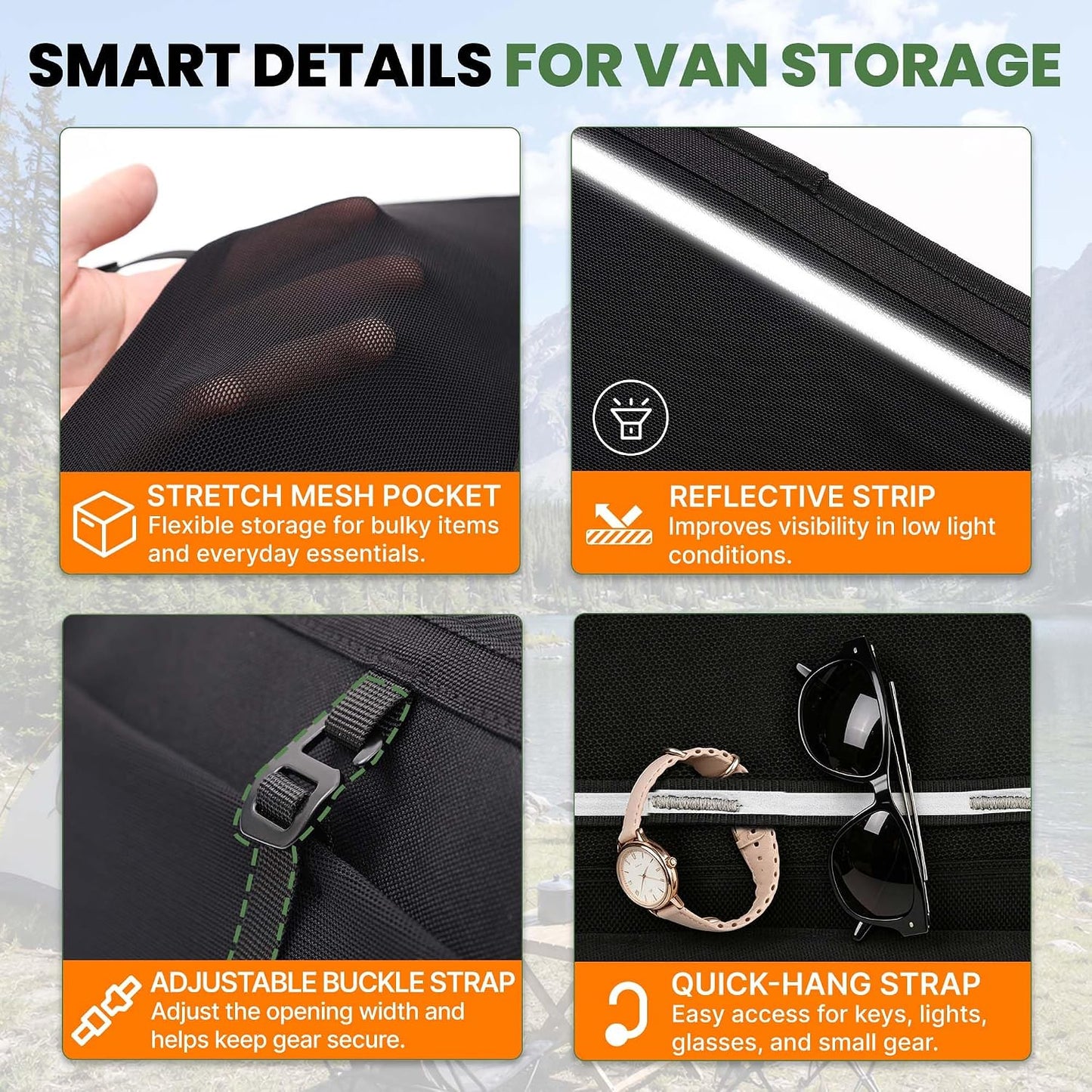 MELIPRON Rear Door MIDDLE Storage Panels Fit for Ford Transit High/Mid Roof | 150 250 350 2015-2026 Models, Pair of Modular Bags, Extra Storage Capacity, Space-Saving Design, Ideal for Van Organization