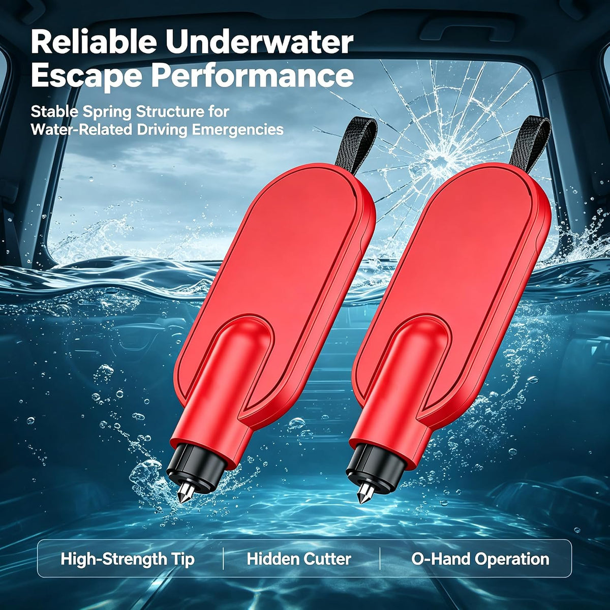 2 Pack Underwater Car Emergency Escape Tool, Hidden Seatbelt