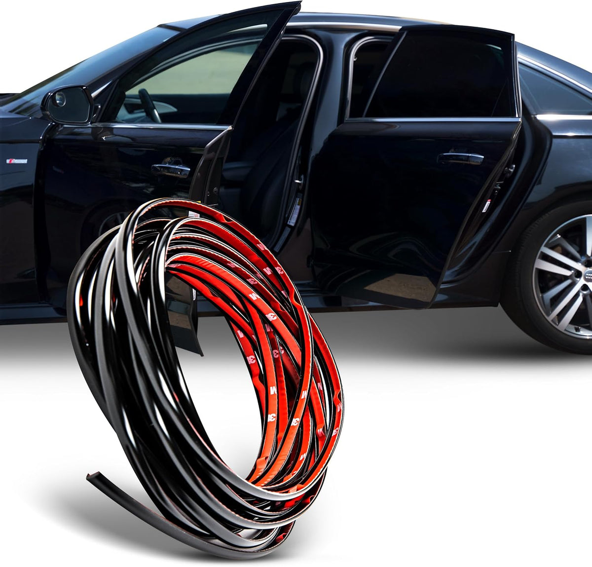 True Line Automotive L Shaped Car Door Edge Guards - 6 FT Car Door Edge Protector - Ultra-Durable Door Edge Guard with 3M Adhesive, Universal Fitting, Scratch Protection for Car Doors, Lightweight