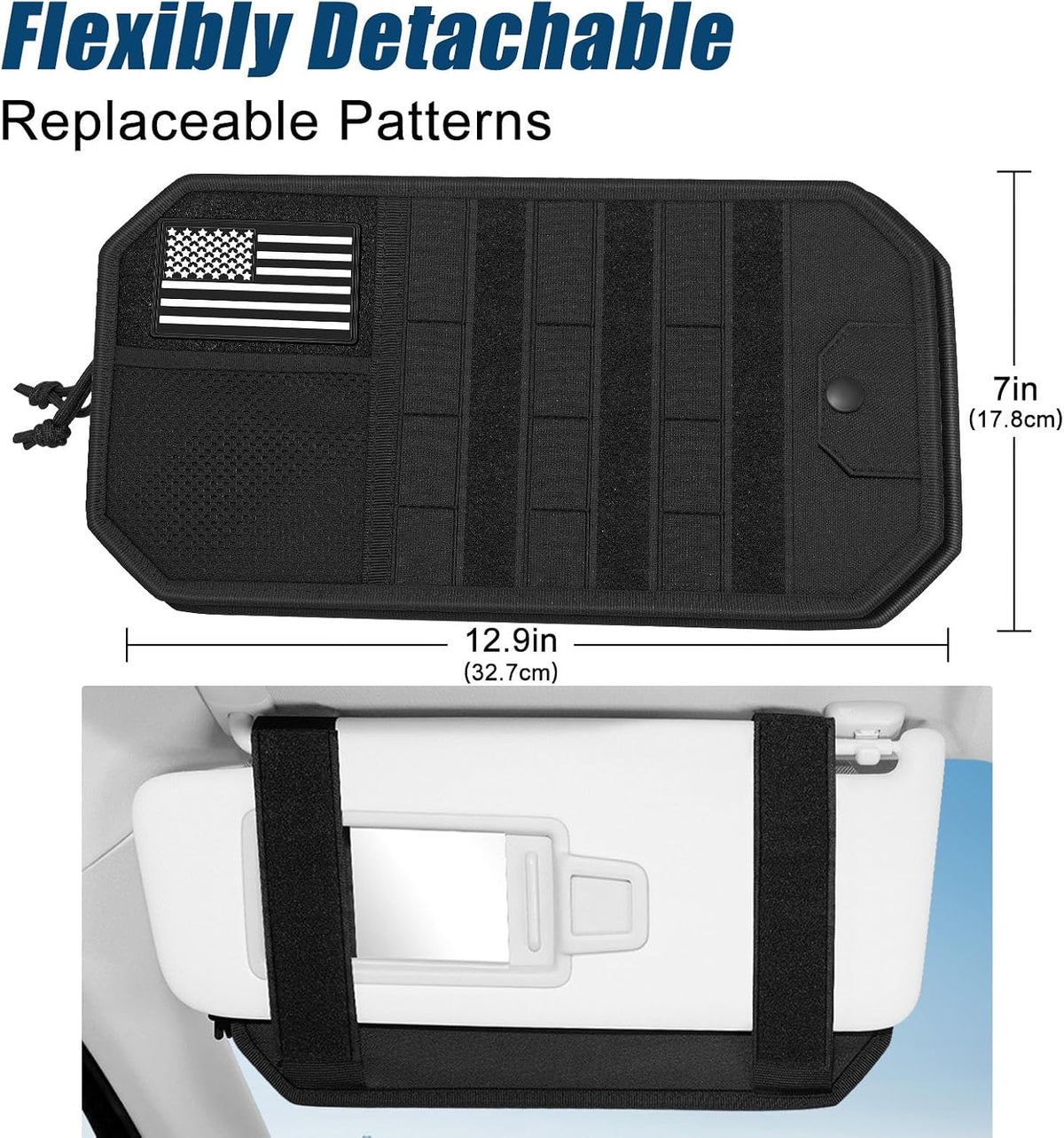 Car Sun Visor Organizer 2 PCS, Multi-Pocket Visor Organizer Storage Pouch