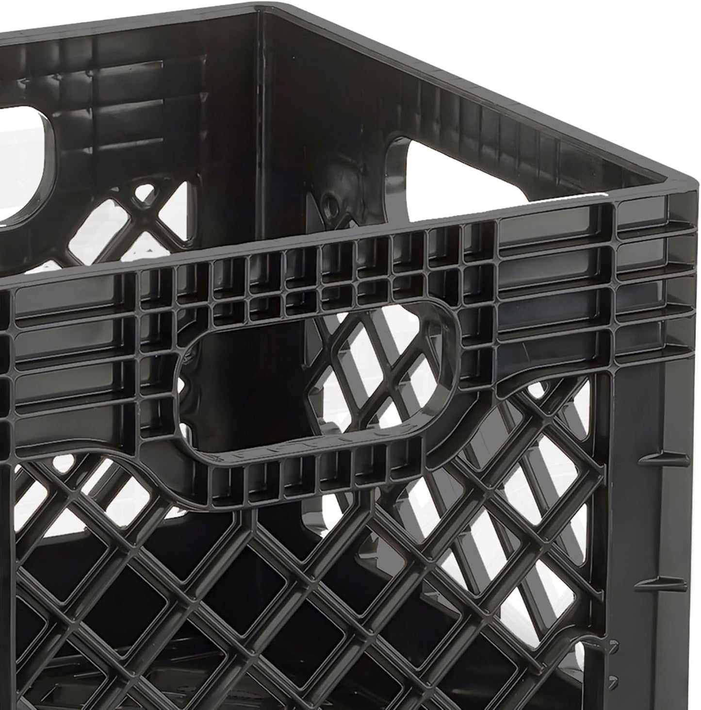 Juggernaut Storage 2-Pack Stackable Heavy Duty Milk Crates with Handles, 16 Qt, Black - Organizing Plastic Crate Basket for Grocery Shopping, Home Supplies, and Bathroom Accessories