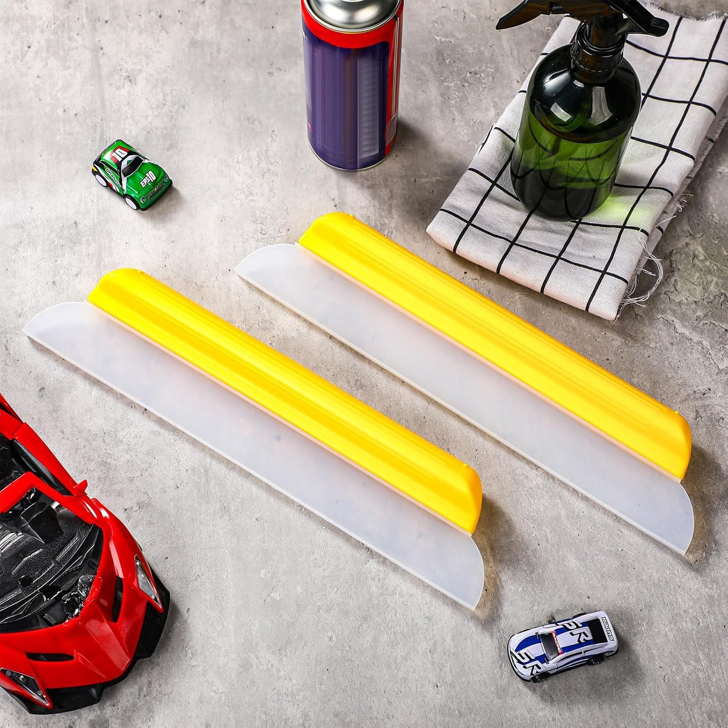 2 Pack 14 Inch Car Drying Squeegee Yellow Longer Silicone Water Squeegee Window Shower Blade Automotive Squeegees Flexible Auto T-bar Rubber Squeegees for Car Windshield Glass Bathroom Wash Tool