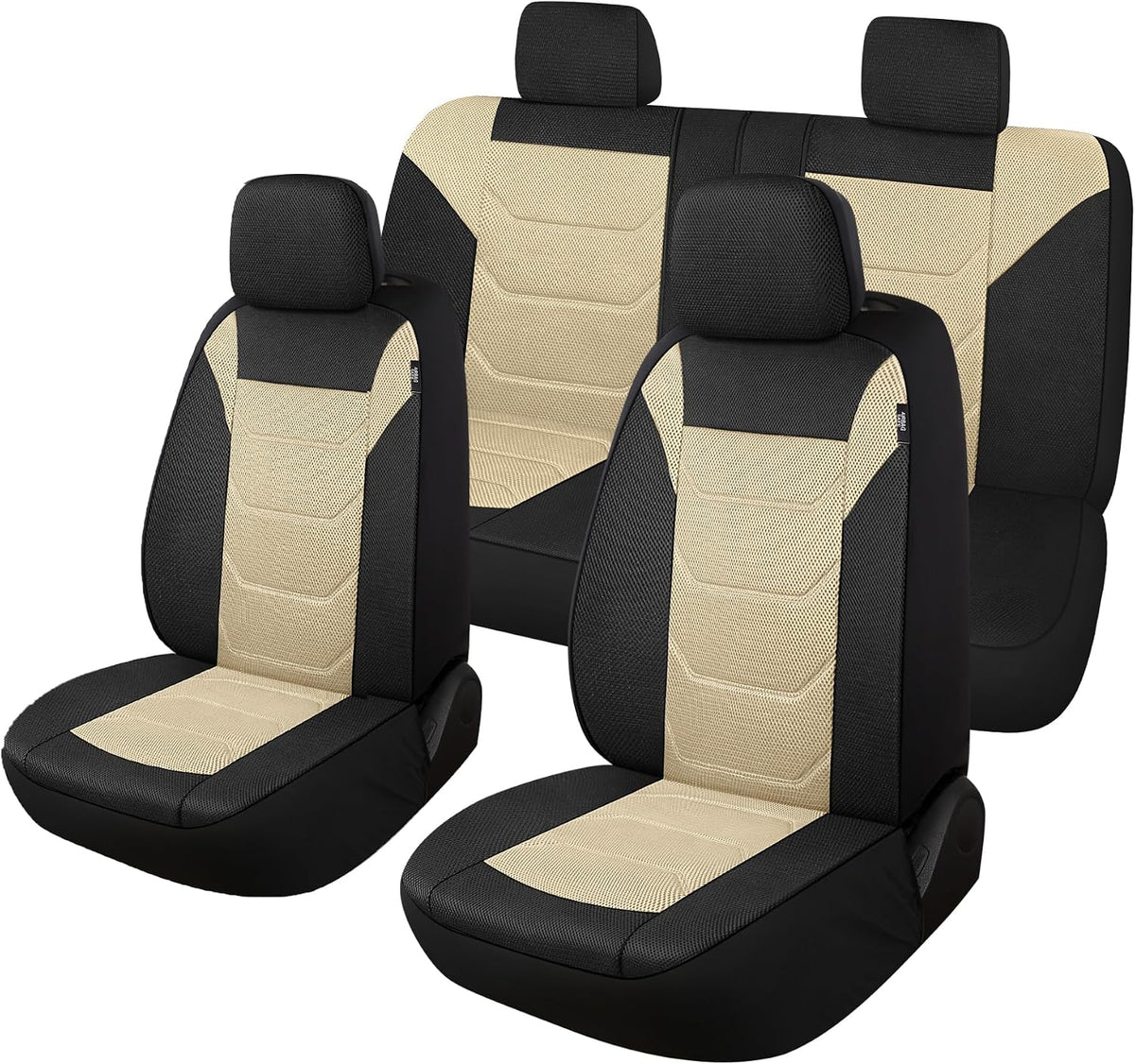 Pariiaotin 3D Air Mesh Car Seat Cover Full Set Washable and Breathable Premium Cloth Automotive Vehicle Seat Covers for Cars Interior, Universal Fit for Most Cars, Sedan, Truck, SUV(Black/Blue)