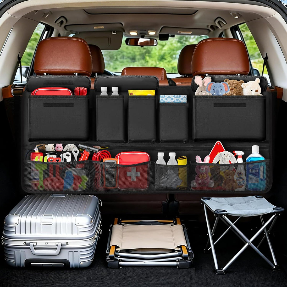 MoKo Trunk Organizer for SUV, Car Organizer with 10 Pockets Large Capacity & 3 Adjustable Straps for Easy Installation, Hanging Car Storage Universal Fit for Sedans, SUVs, MPVs, Trucks, 43.3 x 18.9in