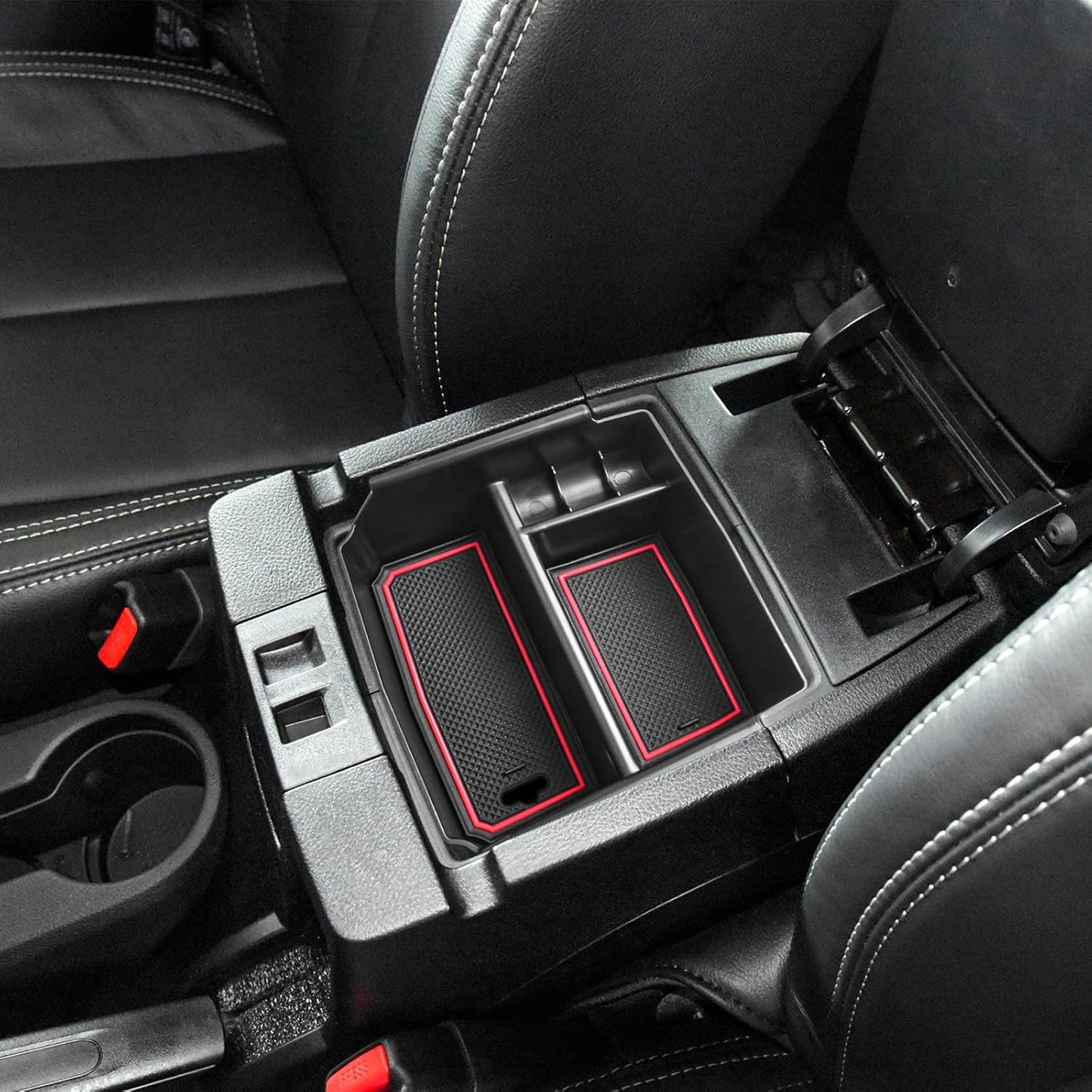 EDBETOS Center Console Organizer Tray Compatible with Wrangler JK/JKU 2011-2018 Rubicon Sport Sahara Accessories Armrest Storage Glove Box, (Red Trim)…