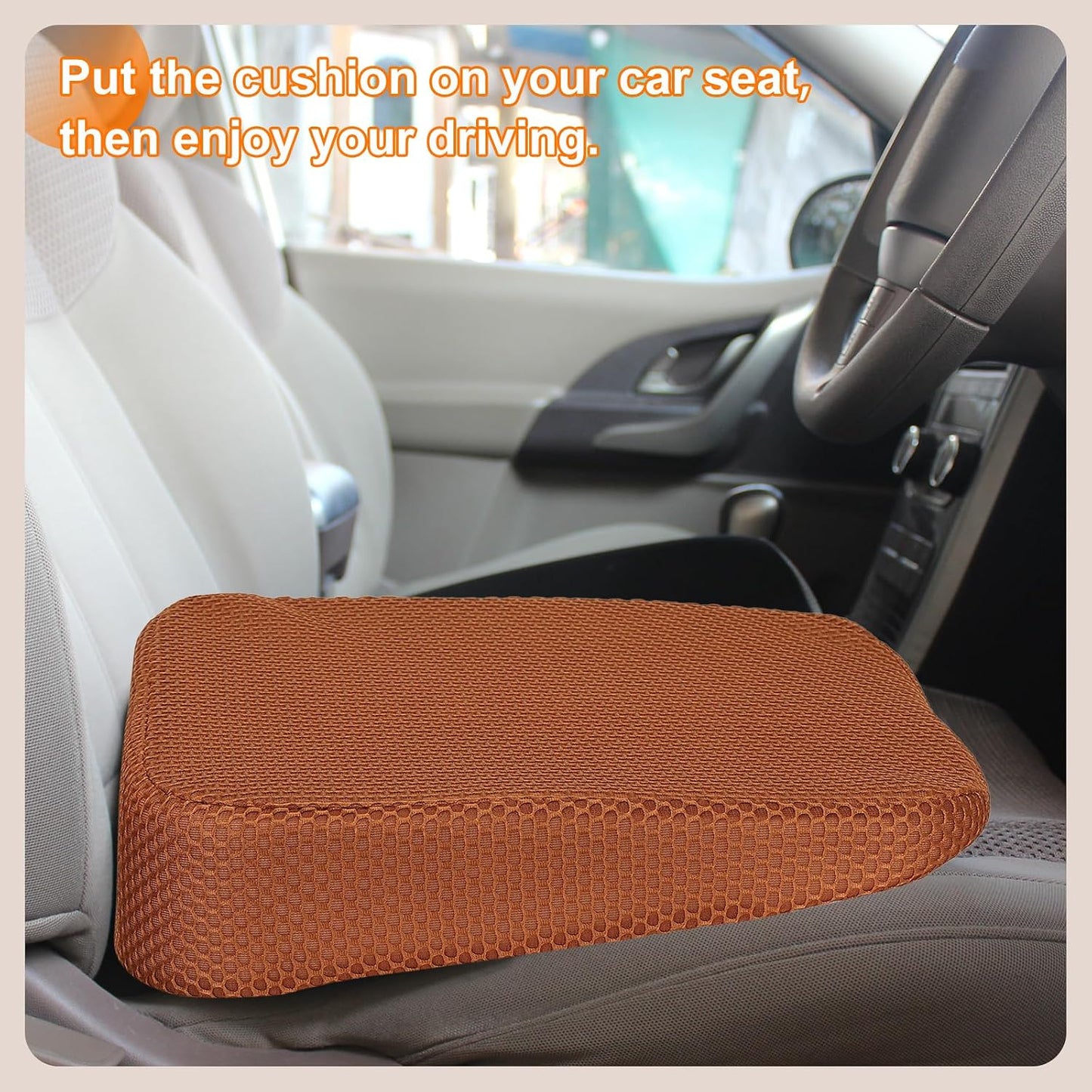 HARFINGTON Seat Cushion 4.72" Thick Comfort Memory Foam Office Chair Cushion with Non Slip Bottom for Car Seat Driver, Orange