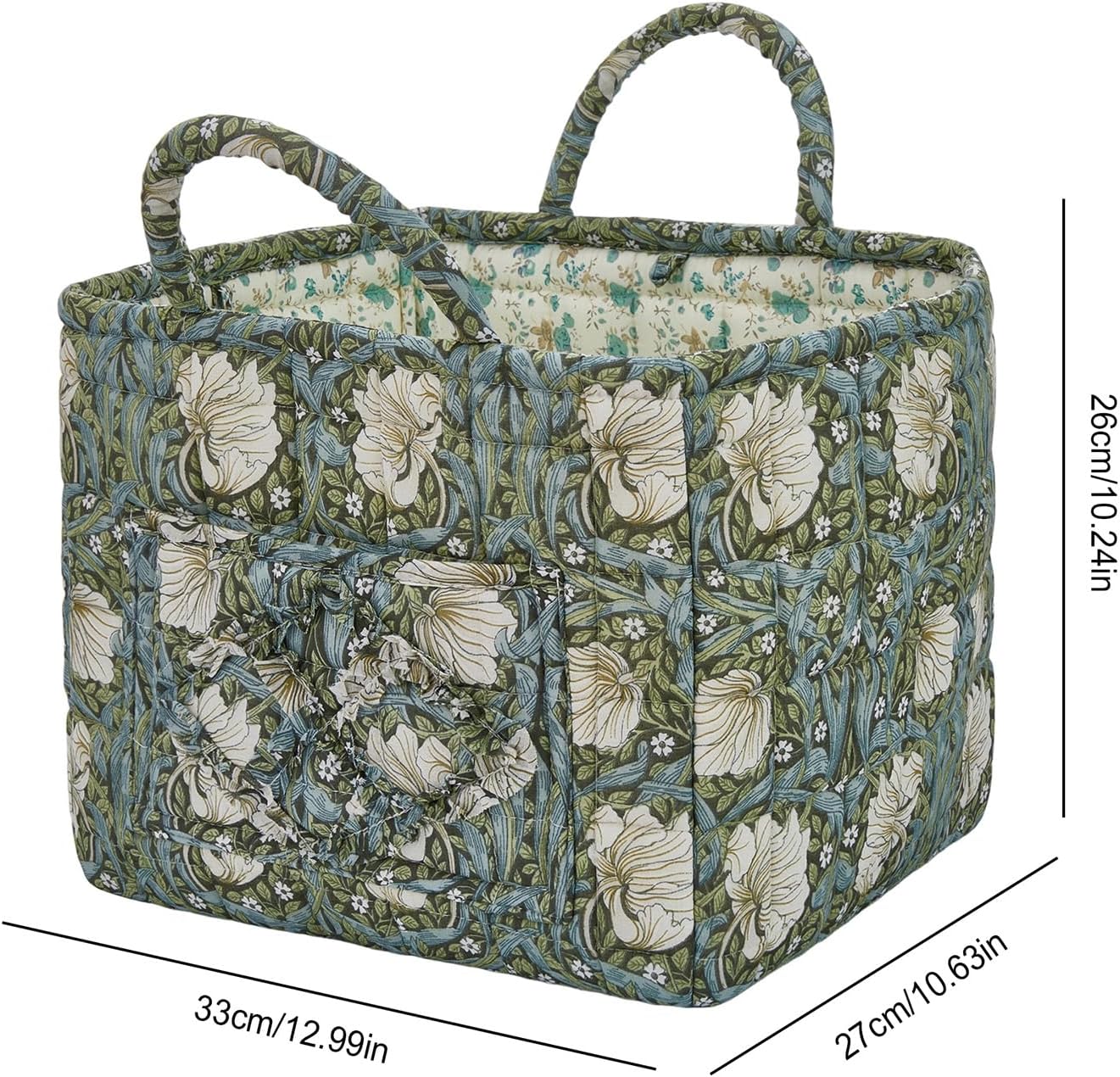 Car Storage Basket for Back Seat, Aesthetic Fabric Storage Basket for Clothes, Diapers & Toys, Multi-Purpose Quilted Basket - Boho Organizer Tote for Home, Travel & Picnic (E)