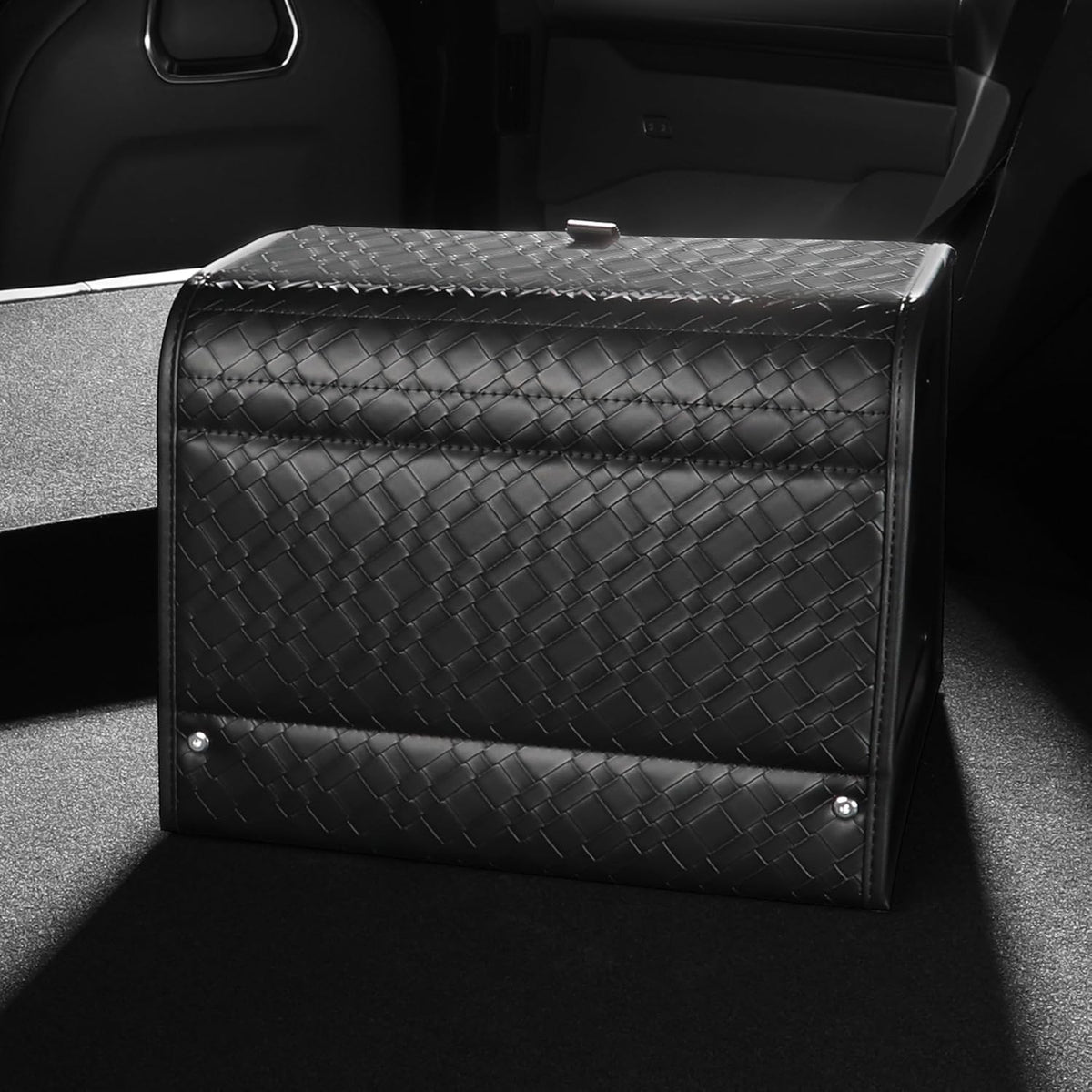Trunk Organizer for suv,car storage organizer,lid Box,PU Leather & PP Honeycomb Board,Fixed with screws extremely sturdy,Collapsible and Adjustable(Reinforced: 15"L×13"W×12.4"H, 40lbs, 2K in³)