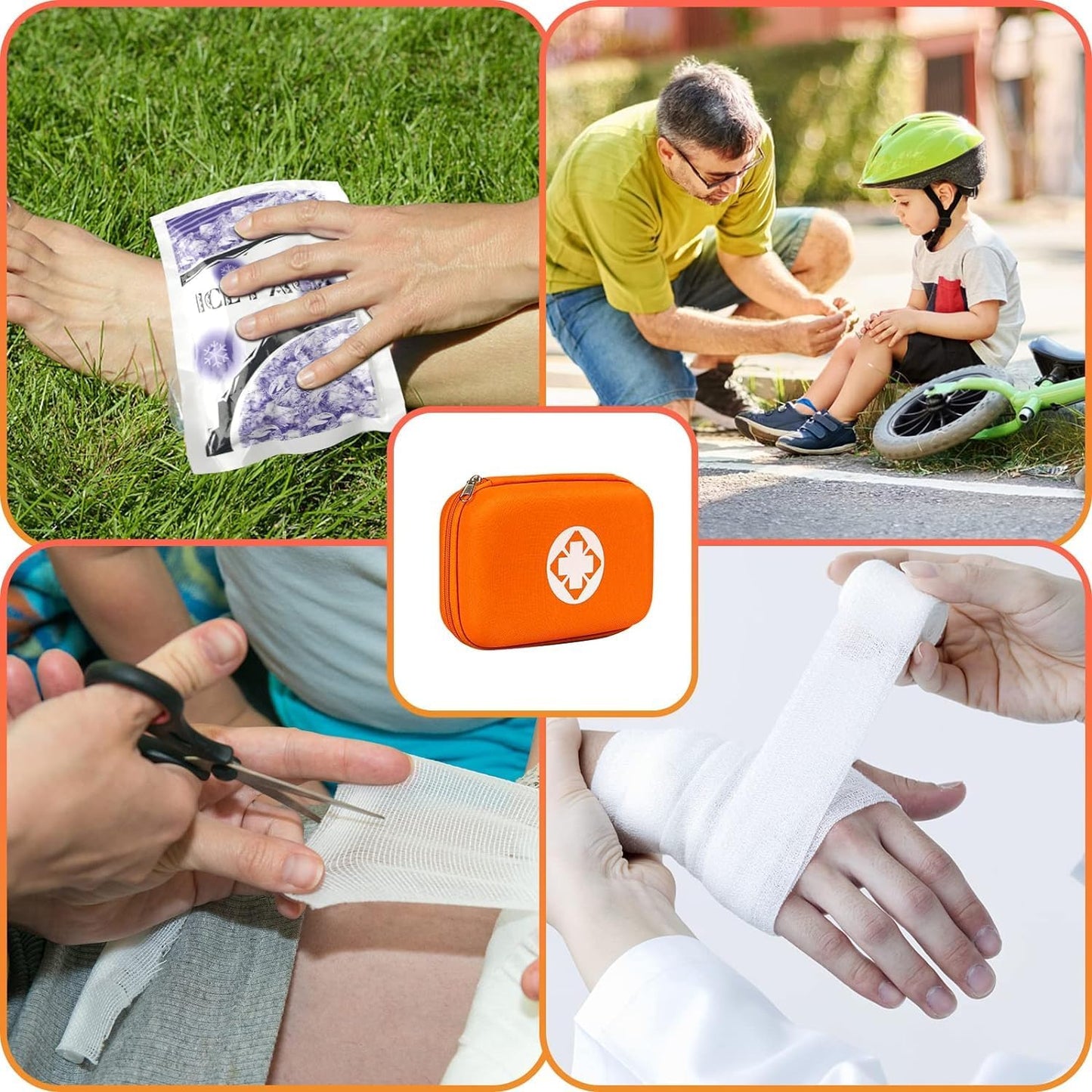 Small-Waterproof Car First-Aid Kit Emergency-Kit - Orange 277Piece Camping Equipment for Camping Hiking Home Travel YIDERBO
