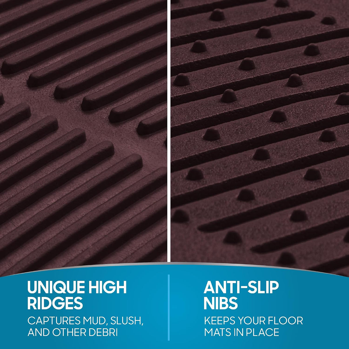 BDK ProLiner Car Floor Mats for Cars Trucks SUV 3pc All-Weather Burgundy