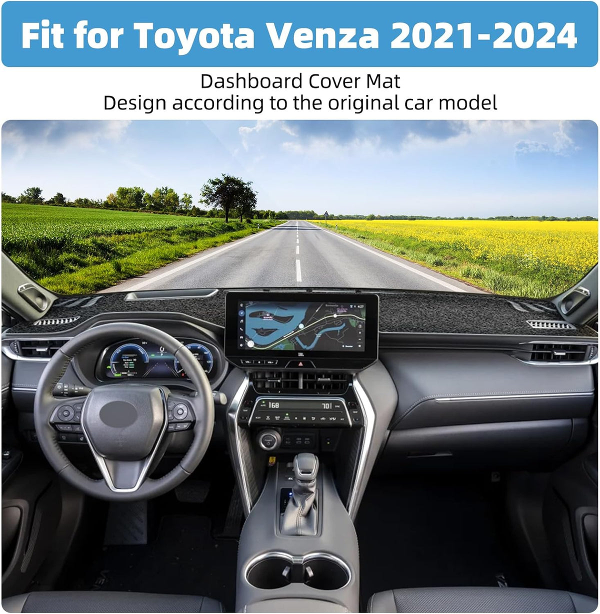 Dash Cover Mat Compatible with Toyota Venza 2021-2024 Non-Slip Dashboard Cover Mat Sunshade UV Rays Protector Interior Accessories