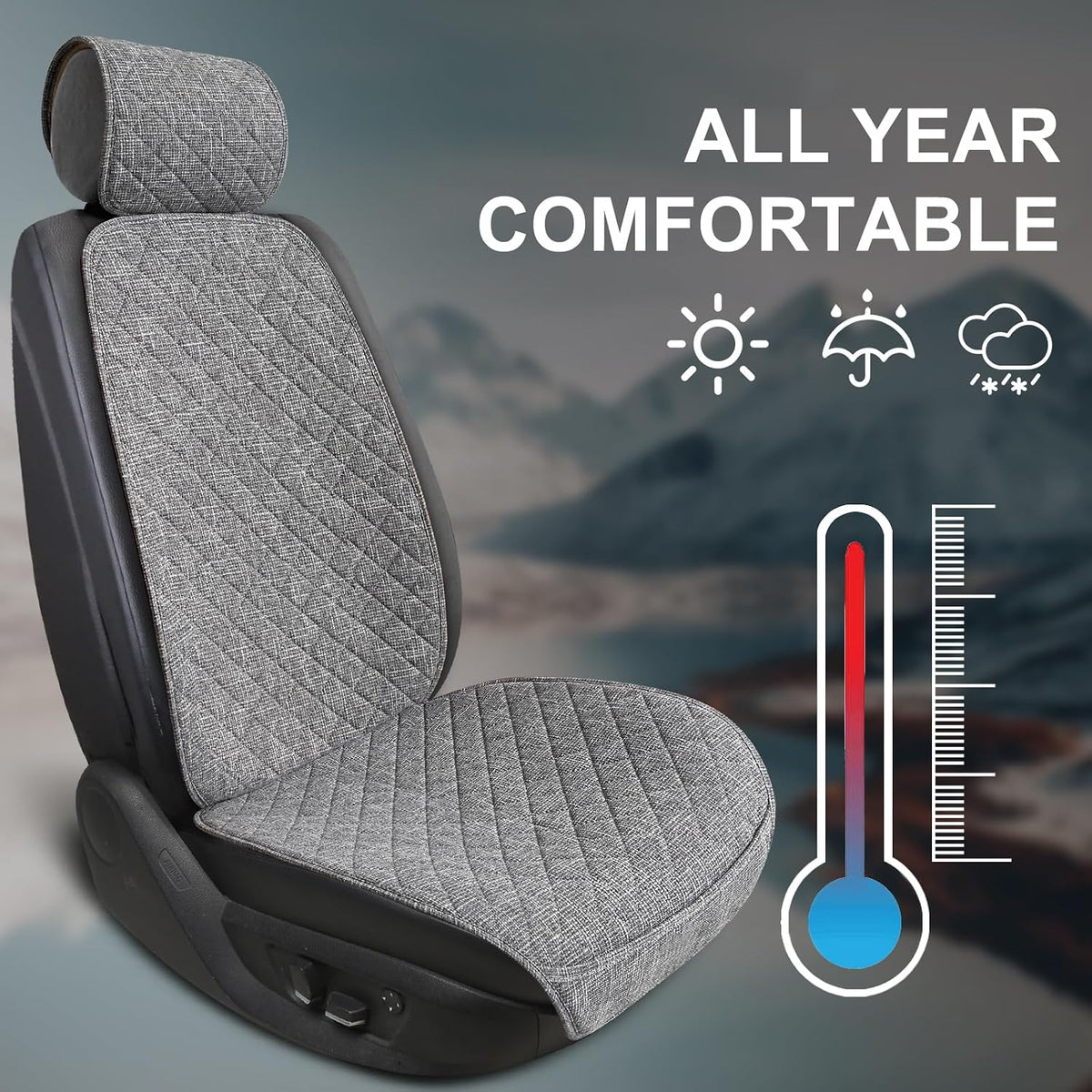 BOPUOVRE Linen Front Car Seat Covers Breathable Fabric
