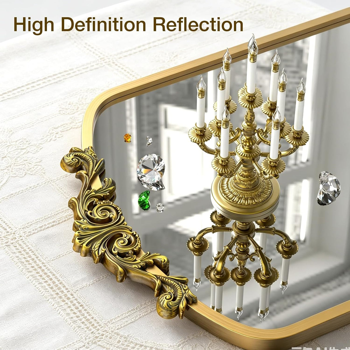 Arched Gold Bathroom Mirror, 24x36 Inch Vintage Vanity Wall Mirror